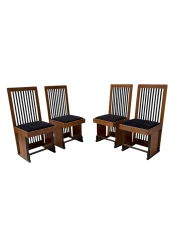 Four Art Deco Modernist High Back Dining Chairs by Architect Caspers, 1920s